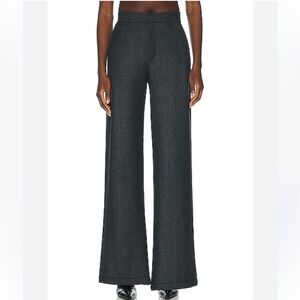 SPRWMN Wide Leg High Rise Trouser Pants Charcoal Gray Size S